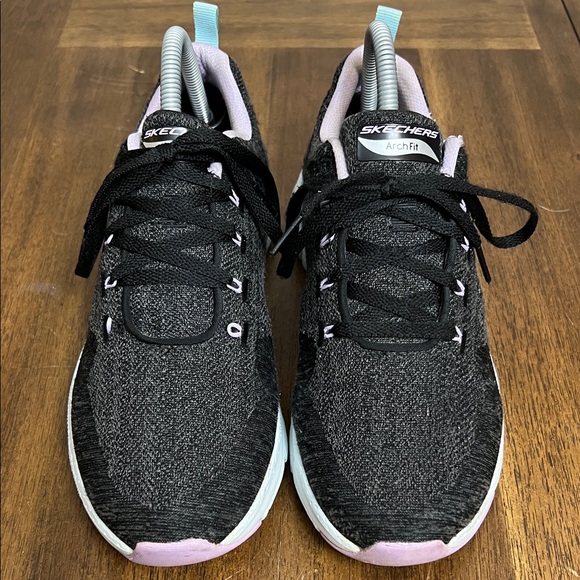 Sketchers Arch Fit Air Cooled Comfy Wave Womens Size 8.5 Black Lavender - Picture 4 of 14